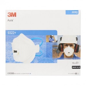[3M 原廠獨立包裝] 3M™ Aura™ FFP2 呼氣閥口罩 9322+ (1盒10個) 附送2個口罩用透明膠袋